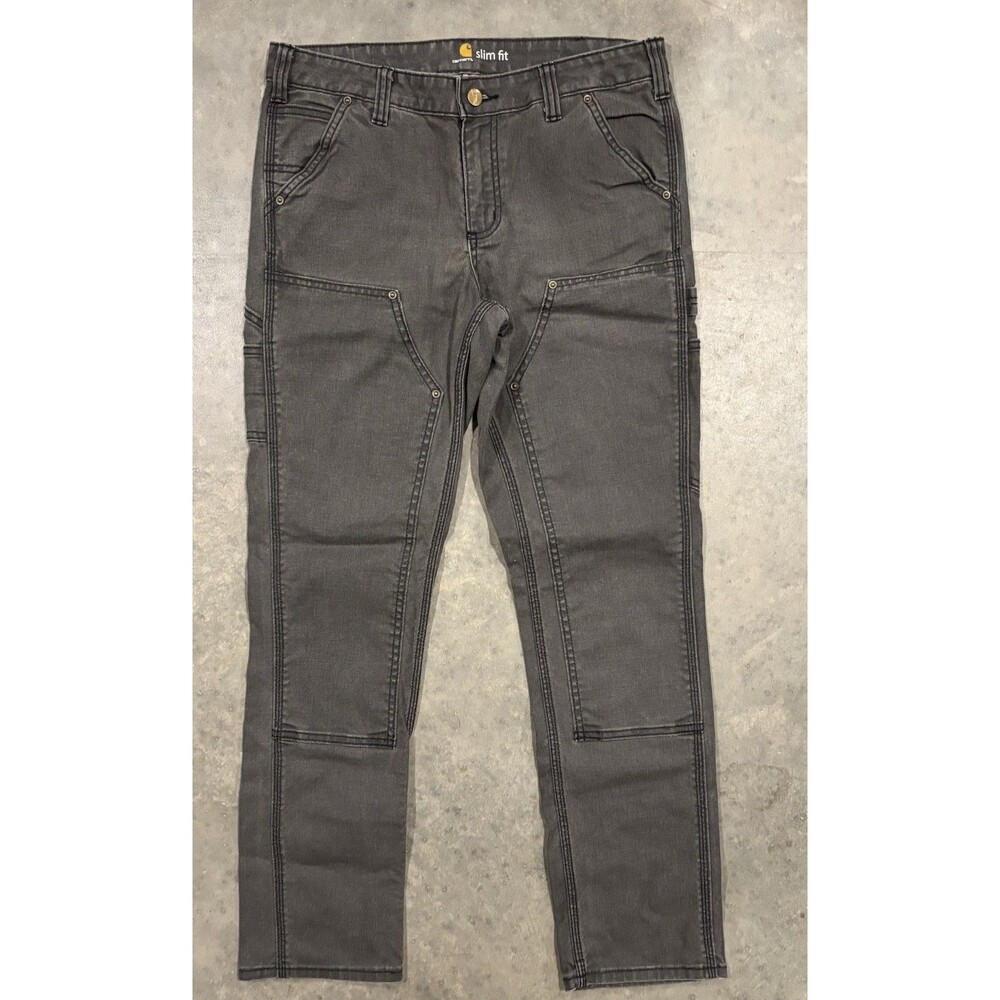 Carhartt Women Gray Slim Fit Workwear Pants Double Knee Cotton Spandex 6 Regular